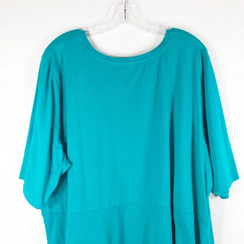 Jessica London Plus Size 30 32 Blouse Peplum Top Green‎ Short Sleeve Stretch 244 - Picture 5 of 8